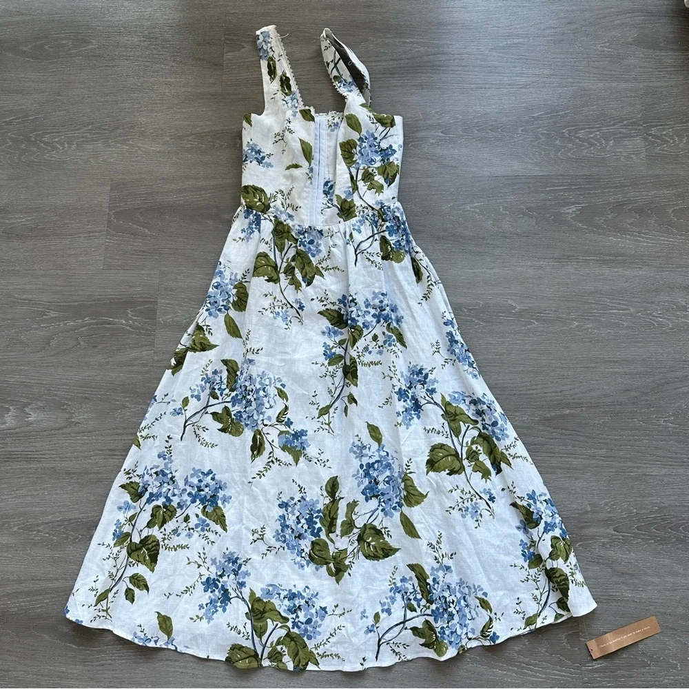 Reformation Tagliatelle Riviera Linen Floral Dress - Picture 2 of 12